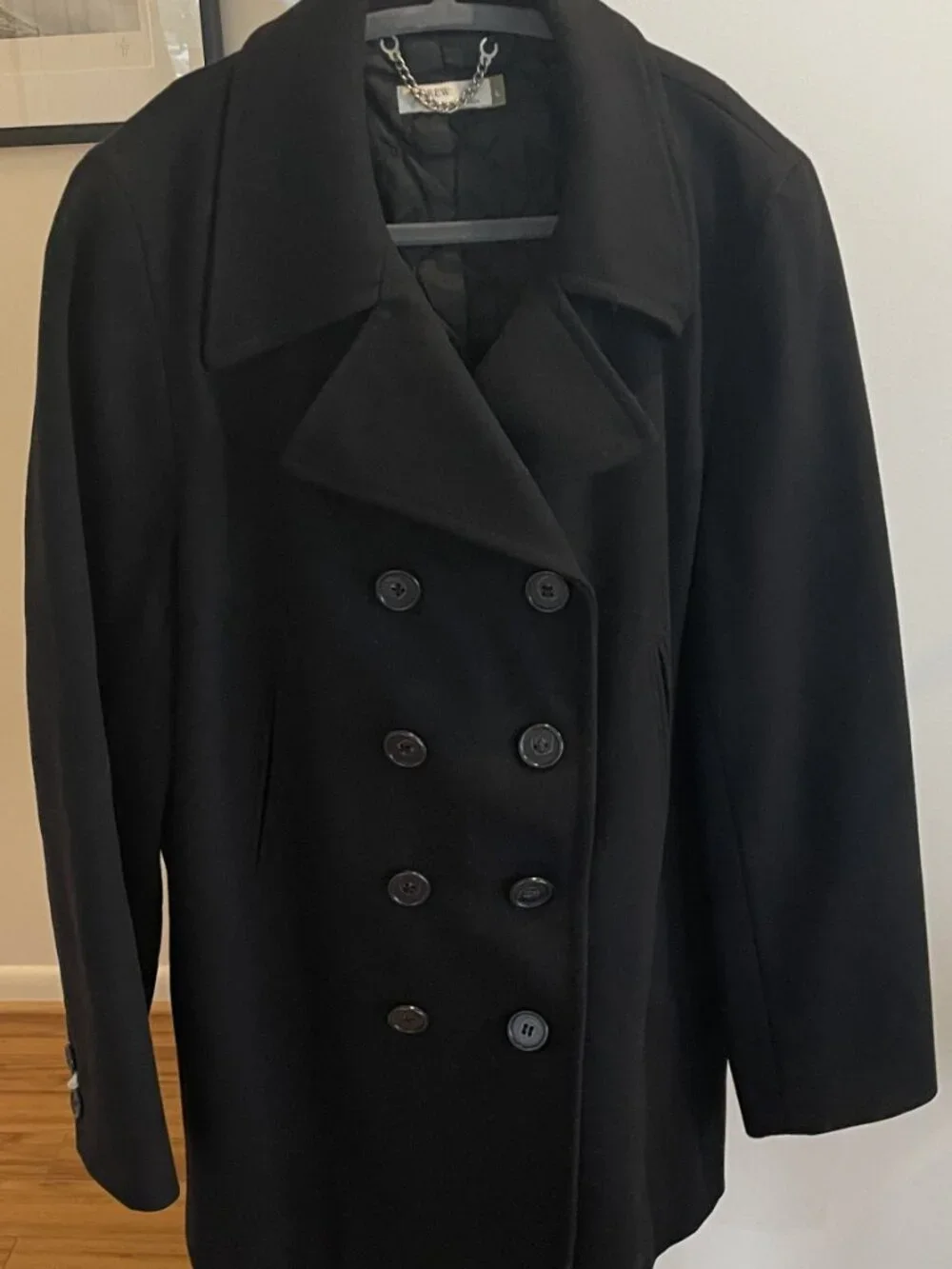 J Crew Black Women's Wool Pea Coat Size Large